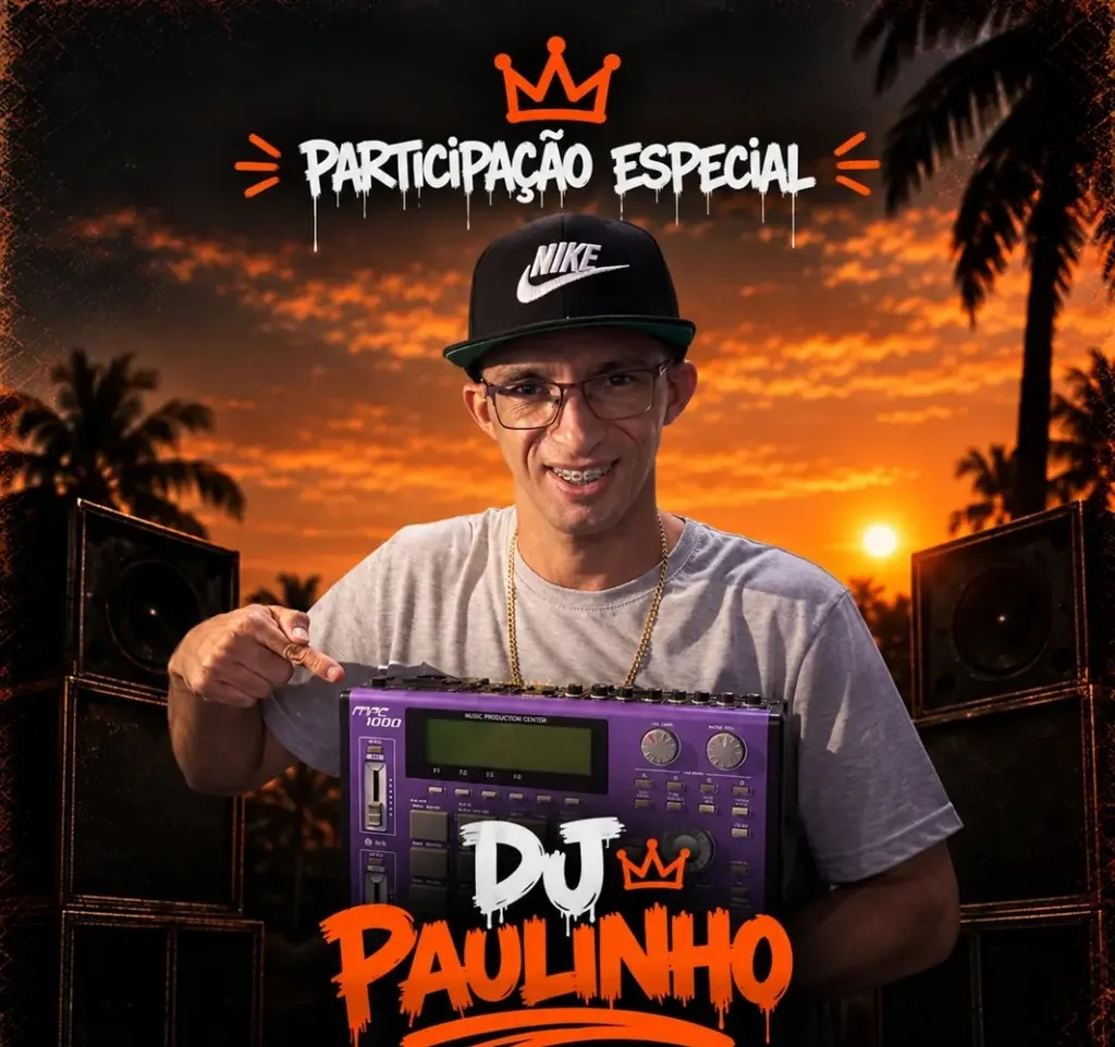 Cartaz da abertura da sede: participação especial de DJ Paulinho