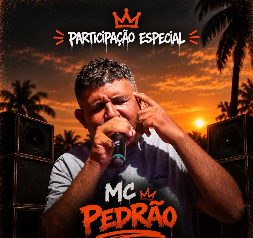 Cartaz da abertura da sede: participação especial de MC Pedrão